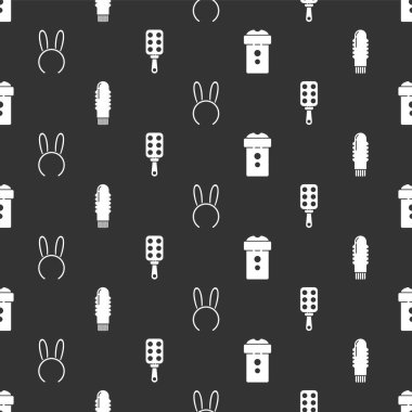 Set Vagina masturbator, Dildo vibrator, Mask with long bunny ears and Spanking paddle on seamless pattern. Vector.