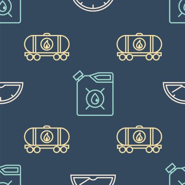 Hız göstergesini, yağ deposunu ve teneke kutuyu motorlu makine yağı için kusursuz desene ayarlayın. Vektör.