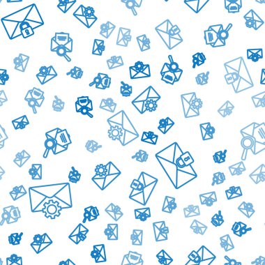 Satır Zarf ayarı, E- posta ileti kilidi parolası ve büyüteçle birlikte pürüzsüz desen. Vektör.