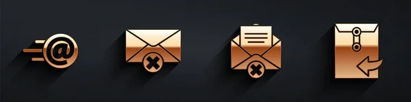 Définir Mail Mail Supprimer Enveloppe Supprimer Enveloppe Icône Enveloppe Avec — Image vectorielle