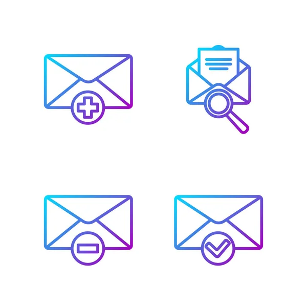 Установите Флажок Envelope Delete Envelope Received Message Concept Envelope Magnifying — стоковый вектор