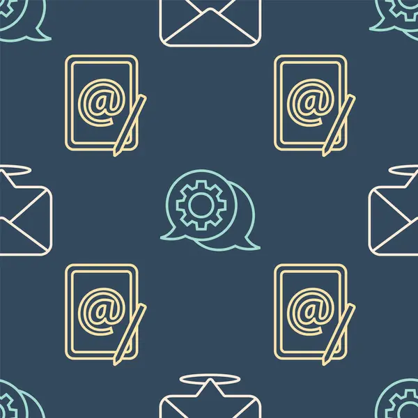 Установите Строку Envelope Mail Mail Speech Bubble Chat Seamless Pattern — стоковый вектор