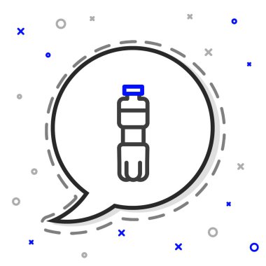 Beyaz arka planda izole edilmiş bir şişe su. Soda su içme tabelası. Renkli taslak konsepti. Vektör İllüstrasyonu.