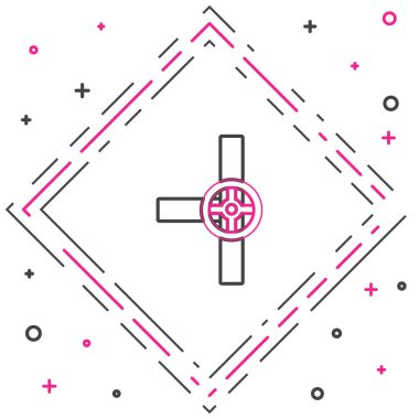 Çizgi endüstrisi metalik borular ve beyaz arka planda izole edilmiş kapakçık simgesi. Renkli taslak konsepti. Vektör İllüstrasyonu.