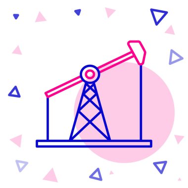 Çizgi yağı pompası ya da pompa ikonu beyaz arka planda izole edildi. Petrol platformu. Renkli taslak konsepti. Vektör İllüstrasyonu.