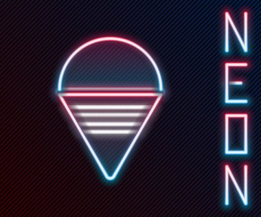 Parlayan neon hattı Ateş Kova ikonu siyah arka planda izole edildi. Metal koni kovası boş ya da yangın söndürme suyu var. Renkli taslak konsepti. Vektör İllüstrasyonu.