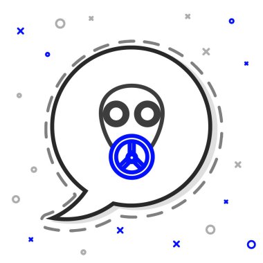 Beyaz arkaplanda çizgi gaz maskesi simgesi izole edildi. Solunum cihazı işareti. Renkli taslak konsepti. Vektör İllüstrasyonu.