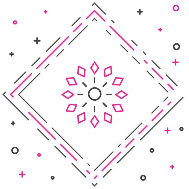 Firework çizgi simgesi beyaz arkaplanda izole edildi. Eğlence partisi anlayışı. Patlayıcı havai fişek sembolü. Renkli taslak konsepti. Vektör İllüstrasyonu.