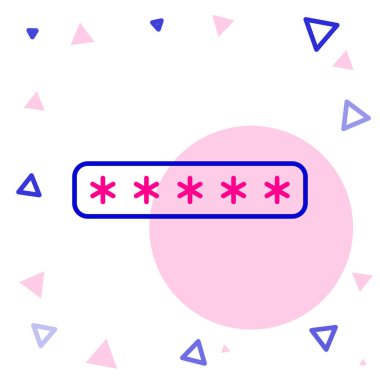 Beyaz arkaplanda satır parola koruması ve güvenlik erişim simgesi izole edildi. Güvenlik, güvenlik, koruma, gizlilik kavramı. Renkli taslak konsepti. Vektör İllüstrasyonu.