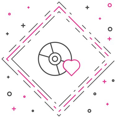 Küçük disk simgesi üzerindeki çizgi Yetişkin etiketi beyaz arkaplanda izole edildi. Yaş sınırlama sembolü. 18 artı içerik işareti. Yetişkin kanalı. Renkli taslak konsepti. Vektör İllüstrasyonu.