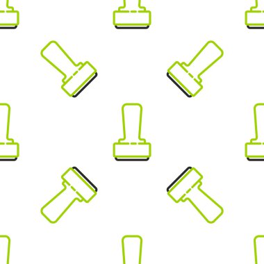 Çizgi damga simgesi beyaz arkaplanda izole edilmiş kusursuz desen. Vektör İllüstrasyonu.