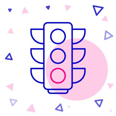 Beyaz arkaplanda çizgi trafik ışığı simgesi izole edildi. Renkli taslak konsepti. Vektör İllüstrasyonu.