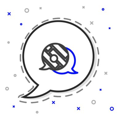 Şehir haritası gezinme simgesinin çizgi bilgileri beyaz arkaplanda izole edildi. Mobil Uygulama Arayüzü tasarımı. Coğrafi konsept. Renkli taslak konsepti. Vektör İllüstrasyonu.