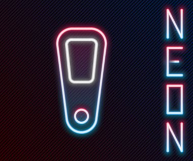 Parlayan neon çizgisi. El aynası simgesi siyah arkaplanda izole edilmiş. Renkli taslak konsepti. Vektör İllüstrasyonu.