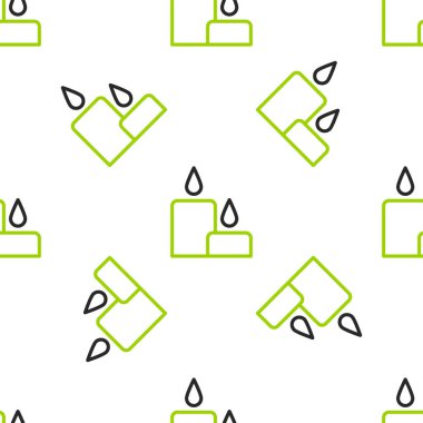 Çizgi Yanan mum simgesi beyaz arkaplanda izole edilmiş pürüzsüz desen. Silindirik mum çubuğu ve yanan ateş. Vektör İllüstrasyonu.