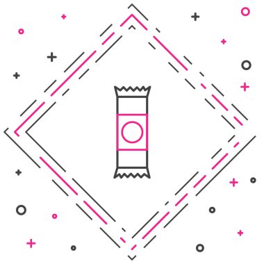 Çikolata çizgisi simgesi beyaz arkaplanda izole edilmiş. Renkli taslak konsepti. Vektör İllüstrasyonu.