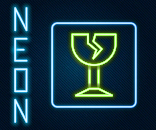 Блискуча Неонова Лінія Крихкий Зламаний Скляний Символ Коробки Доставки Значок — стоковий вектор