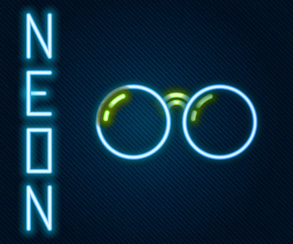Leuchtende Neonfarbene Brillen Auf Schwarzem Hintergrund Brillengestell Symbol Buntes Rahmenkonzept — Stockvektor