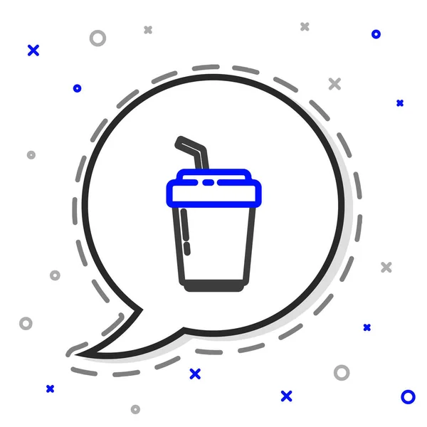Ligne Tasse Café Pour Aller Icône Isolée Sur Fond Blanc — Image vectorielle