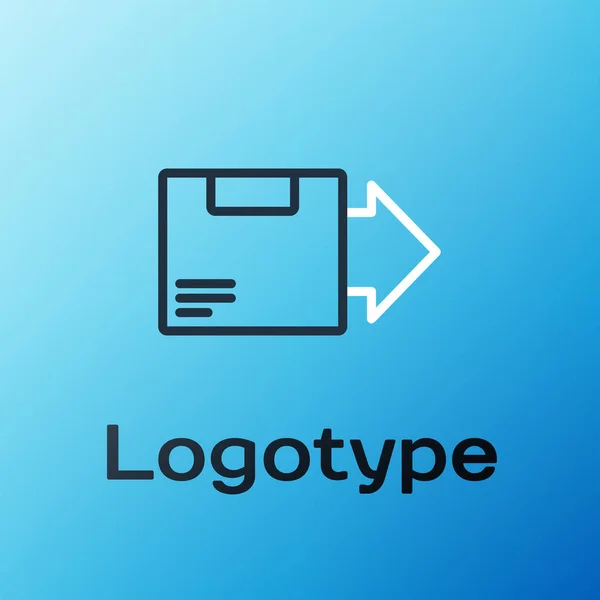 Line Carton Kartonnen Doos Pictogram Geïsoleerd Blauwe Achtergrond Doos Pakje — Stockvector