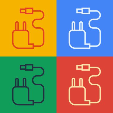 Pop Art Line Charger simgesi renk arkaplanında izole edildi. Vektör İllüstrasyonu.