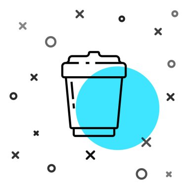 Siyah çizgi kahve fincanı beyaz arka planda izole edilmiş bir ikon haline gelecek. Rastgele dinamik şekiller. Vektör İllüstrasyonu.