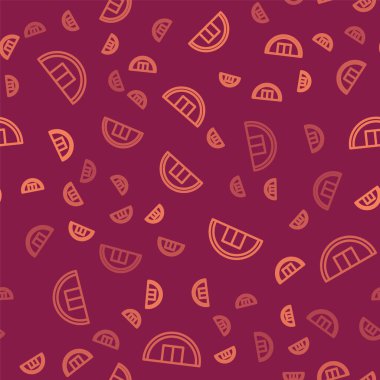 Kahverengi çizgi Depo simgesi, kırmızı arkaplanda pürüzsüz desen izole etti. Vektör İllüstrasyonu.