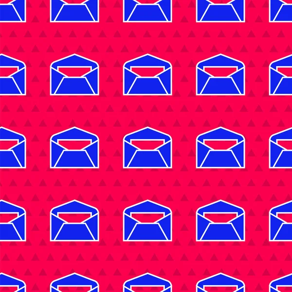 Blaues Umschlagsymbol Isoliert Nahtloses Muster Auf Rotem Hintergrund Mail Nachricht — Stockvektor