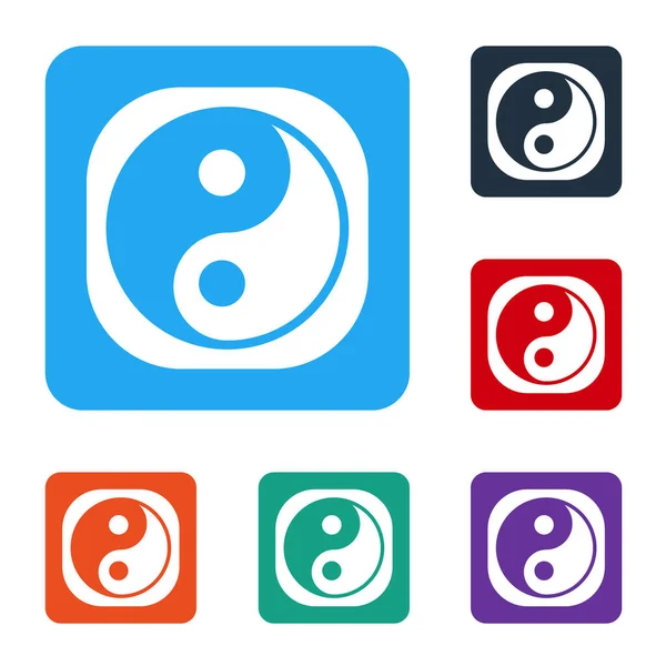 White Yin Yang Símbolo Armonía Equilibrio Icono Aislado Sobre Fondo — Archivo Imágenes Vectoriales