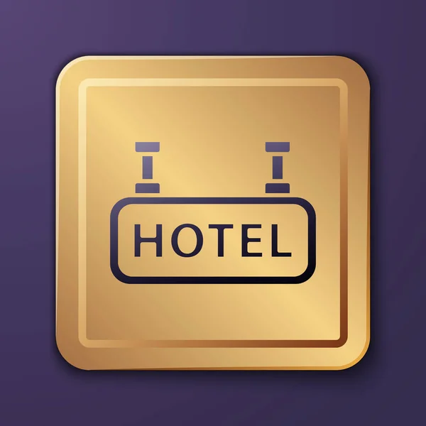 Purple Signboard Venkovní Reklama Textem Ikona Hotelu Izolované Fialovém Pozadí — Stockový vektor