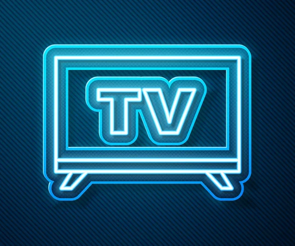 Leuchtende Leuchtschrift Smart Symbol Isoliert Auf Blauem Hintergrund Fernsehzeichen Vektorillustration — Stockvektor