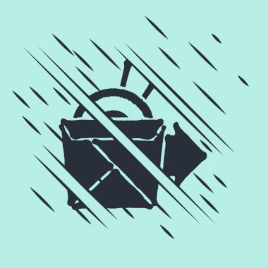 Çevrimiçi sipariş ve erişte teslimat ikonu yeşil arka planda izole edildi. Arıza tarzı. Vektör İllüstrasyonu.