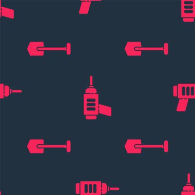 Kürek ve elektrikli matkap makinesini kusursuz desene ayarlayın. Vektör.