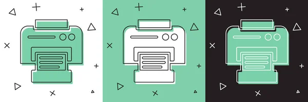 Définir Icône Imprimante Isolée Sur Fond Blanc Vert Noir Illustration — Image vectorielle