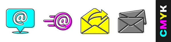 Définissez Courrier Mail Sur Bulle Vocale Courrier Sortant Icône Enveloppe — Image vectorielle