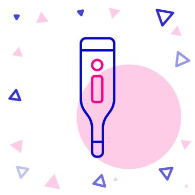 Tıbbi muayene ikonu için çizgi tıbbi termometresi beyaz arka planda izole edildi. Renkli taslak konsepti. Vektör İllüstrasyonu.