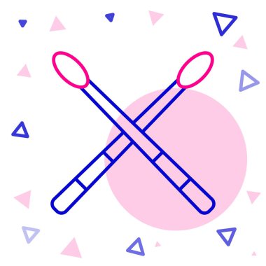 Çizgi Davul çubukları simgesi beyaz arkaplanda izole edildi. Müzik aleti. Renkli taslak konsepti. Vektör İllüstrasyonu.