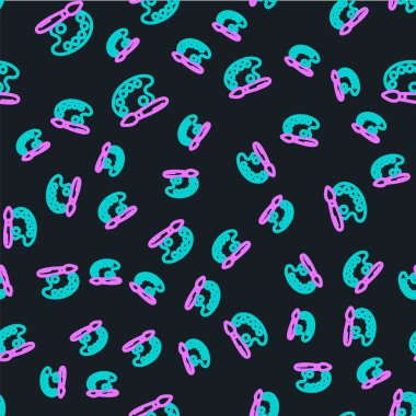 Palet simgesine sahip çizgi boyası fırçası siyah arkaplanda izole edilmiş pürüzsüz desen. Vektör İllüstrasyonu.