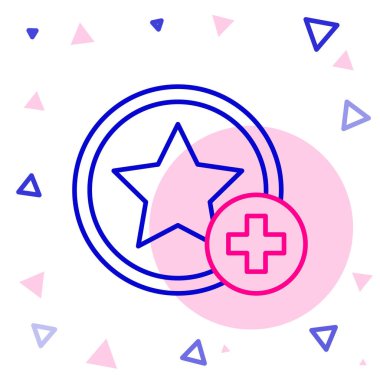 Çizgi Yıldızı simgesi beyaz arkaplanda izole edildi. Favori, en iyi derecelendirme, ödül sembolü. Konsepte ekle. Renkli taslak konsepti. Vektör İllüstrasyonu.