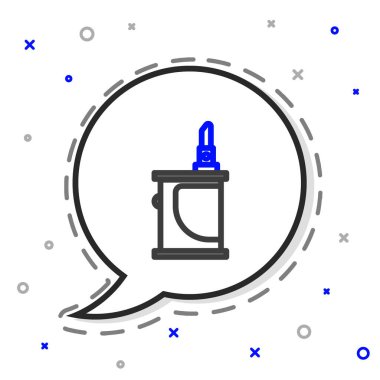 Elektronik çizgi sigara ikonu beyaz arkaplanda izole edildi. Tüttürme aleti. Buharlaştırıcı Cihaz. Renkli taslak konsepti. Vektör İllüstrasyonu.