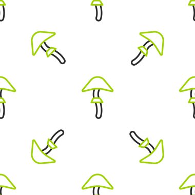 Çizgi Psilocybin mantar ikonu beyaz arkaplanda izole edilmiş kusursuz desen. Psikedelik halüsinasyon. Vektör İllüstrasyonu.