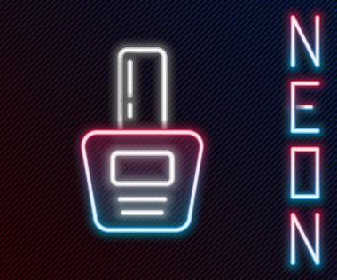 Parlayan neon hattı oje şişesi ikonu siyah arka planda izole edilmiş. Renkli taslak konsepti. Vektör İllüstrasyonu.