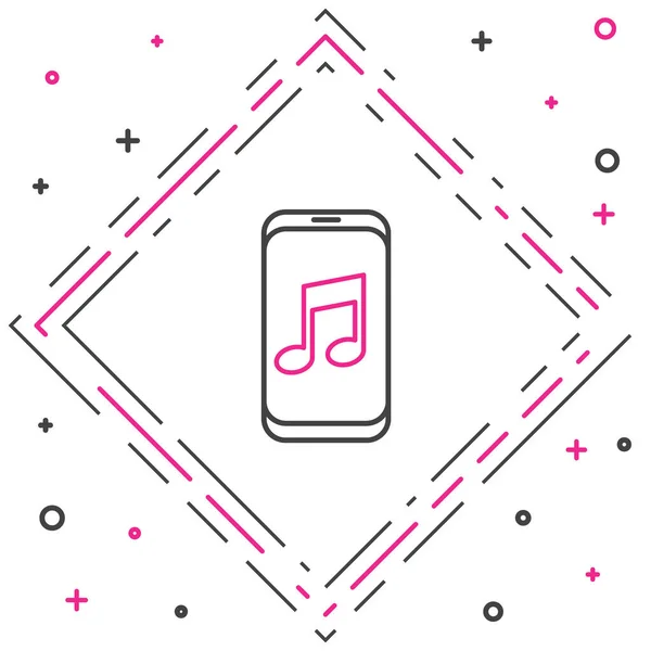 Line Music Player Icoon Geïsoleerd Witte Achtergrond Draagbaar Muziekapparaat Kleurrijk — Stockvector