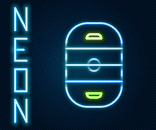 Glödande Neon Linje Ishockey Rink Ikon Isolerad Svart Bakgrund Hockeyarenan — Stock vektor