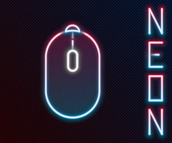 Glödande Neon Line Dator Mus Spel Ikon Isolerad Svart Bakgrund — Stock vektor