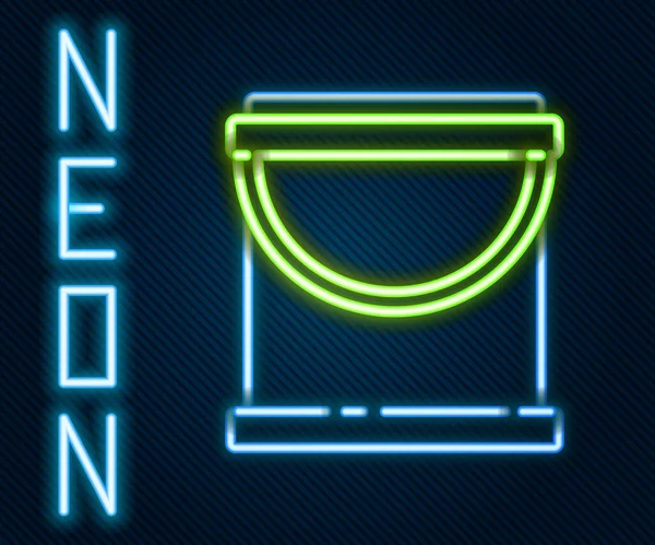 Glödande Neon Line Måla Hink Ikon Isolerad Svart Bakgrund Färgstarkt — Stock vektor