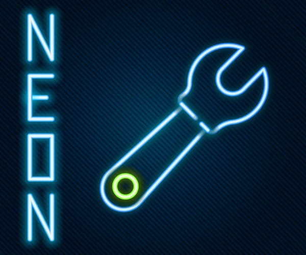 Zářící Neonová Čára Klíč Klíč Ikona Izolované Černém Pozadí Barevný — Stockový vektor