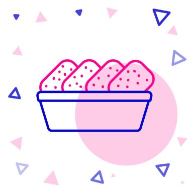 Tavuk nuggetları beyaz arka planda izole edilmiş kutu simgesinde. Renkli taslak konsepti. Vektör İllüstrasyonu.