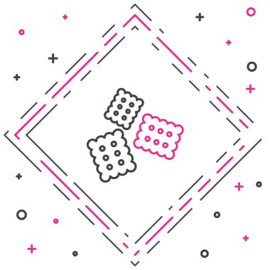 Çizgi Kraker bisküvisi simgesi beyaz arkaplanda izole edildi. Tatlı kurabiye. Renkli taslak konsepti. Vektör İllüstrasyonu.