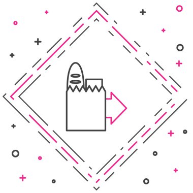 Çevrimiçi sipariş verme ve fast food dağıtım simgesi beyaz arka planda izole edildi. Renkli taslak konsepti. Vektör İllüstrasyonu.